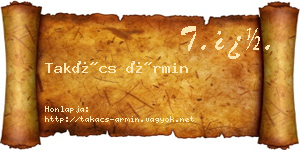 Takács Ármin névjegykártya